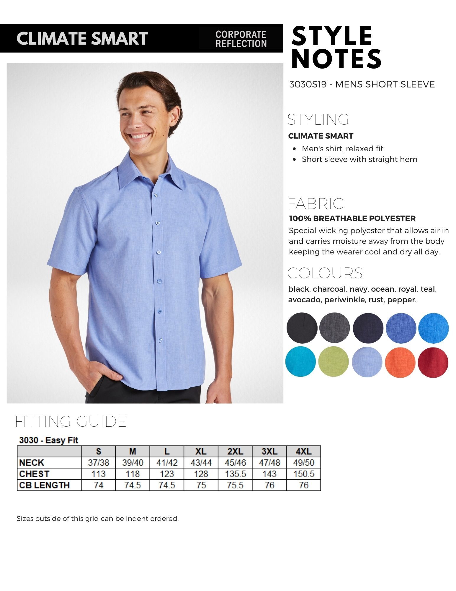 Climate Smart - Mens easy fit short sleeve - Corporate Reflection